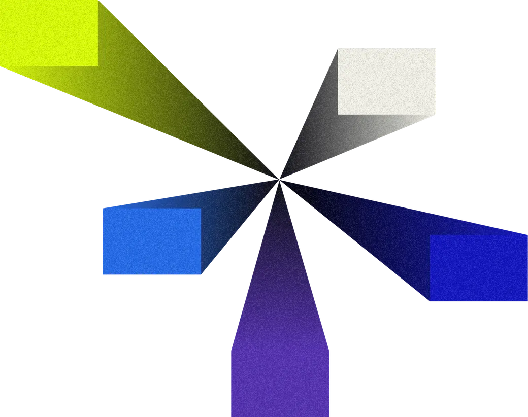 Equaliser brand mark, coloured planes radiating from a point